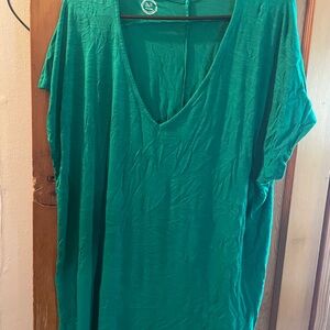 Maurices Teal V-Neck Short Sleeve Top